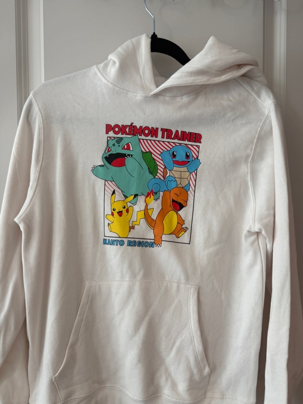 Pokemon White Hoodie with Multicolor Kanto Trainer Graphic 14/16